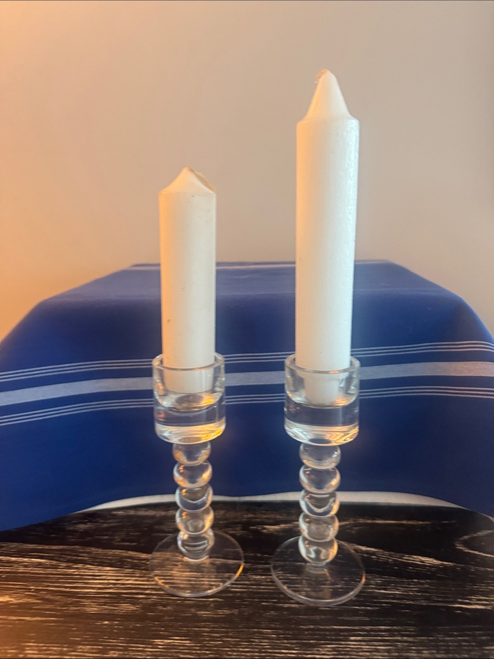 Set of 2 crystal candle stick holders.